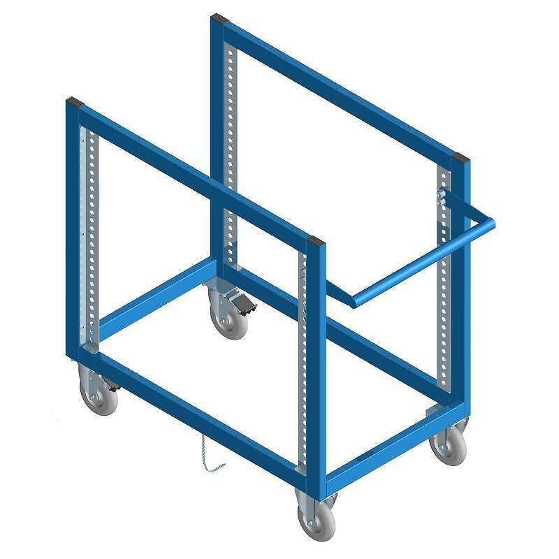 Welded Open-Style Stencil Cart, 36 x 37 x 76In, Blue Frame